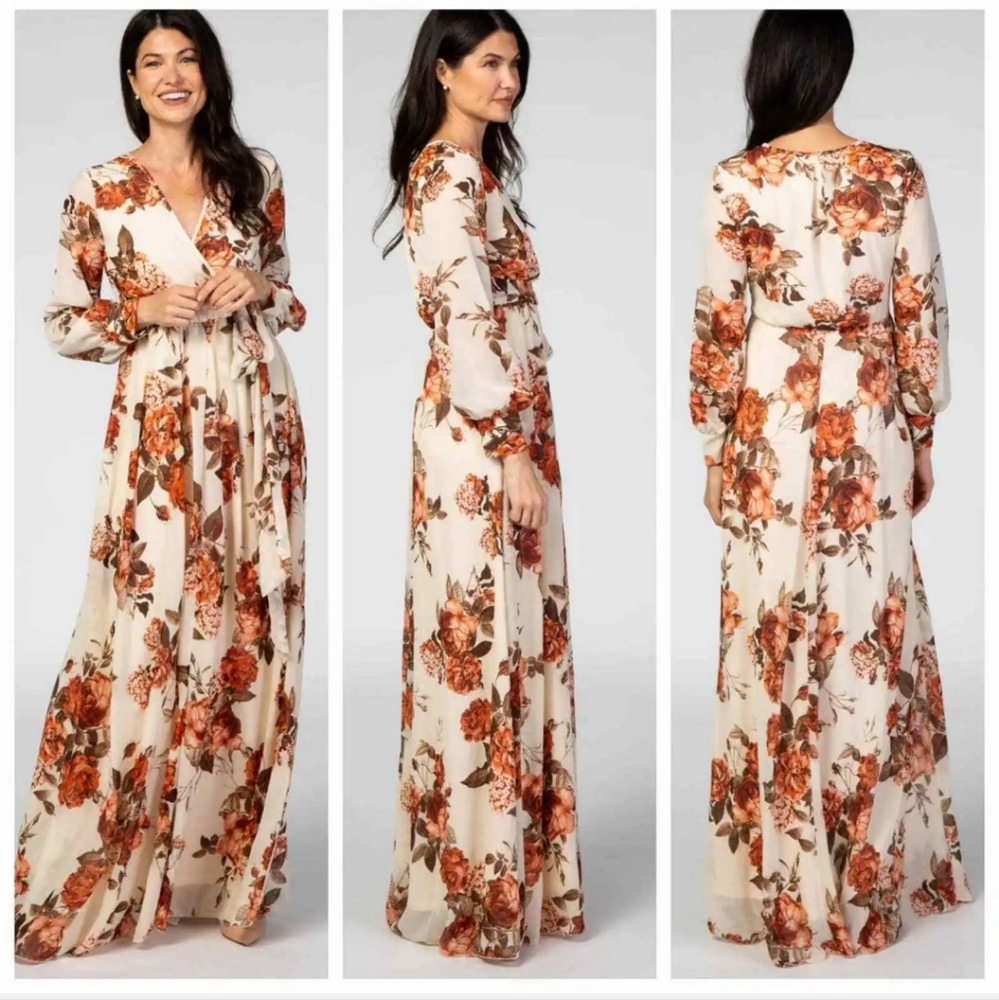 Baltic Born Floral Maxi Dress - Cream and Brown
